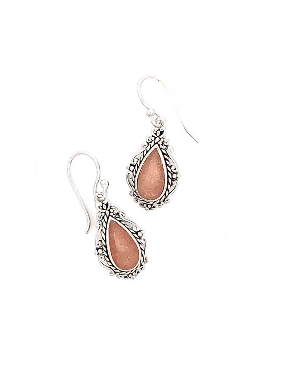 Sterling Silver Peach Moonstone Earrings
