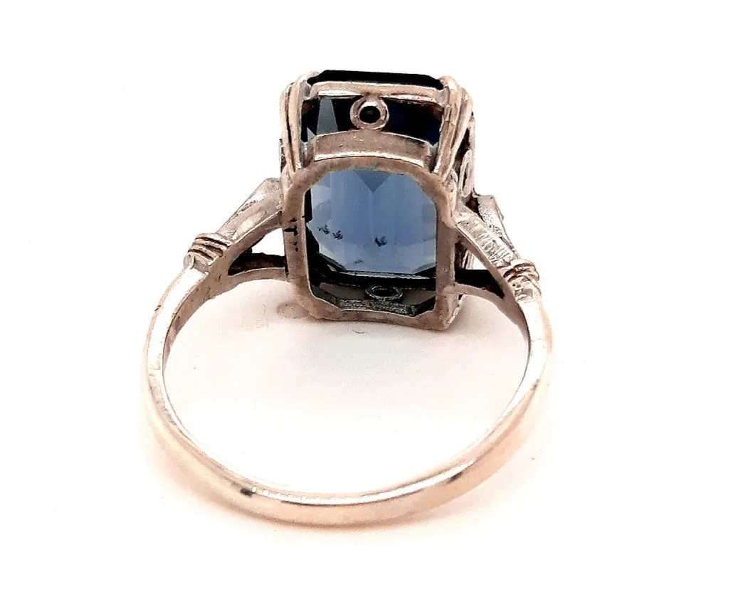 Sterling Silver Synthetic Spinel & Marcasite Ring