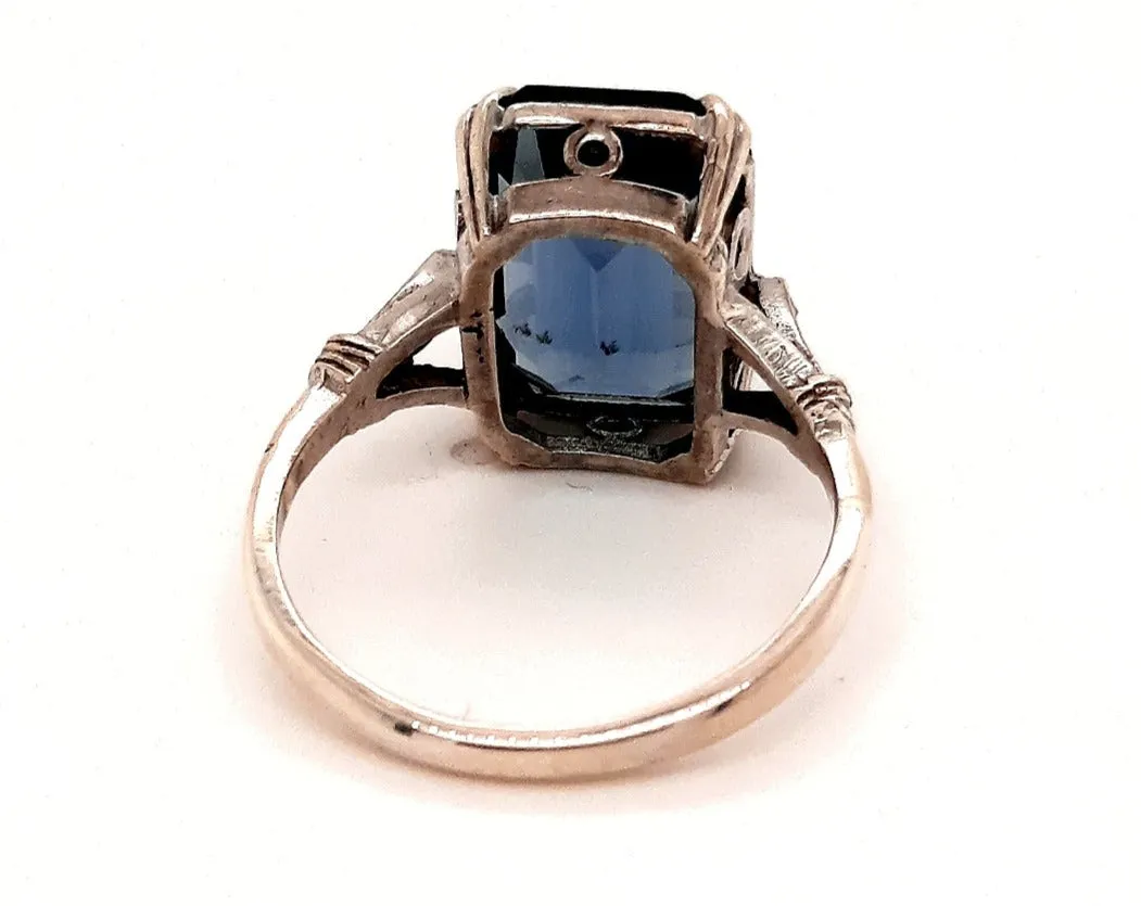 Sterling Silver Synthetic Spinel & Marcasite Ring