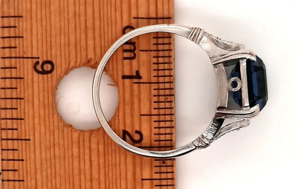 Sterling Silver Synthetic Spinel & Marcasite Ring