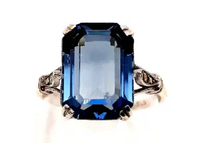 Sterling Silver Synthetic Spinel & Marcasite Ring