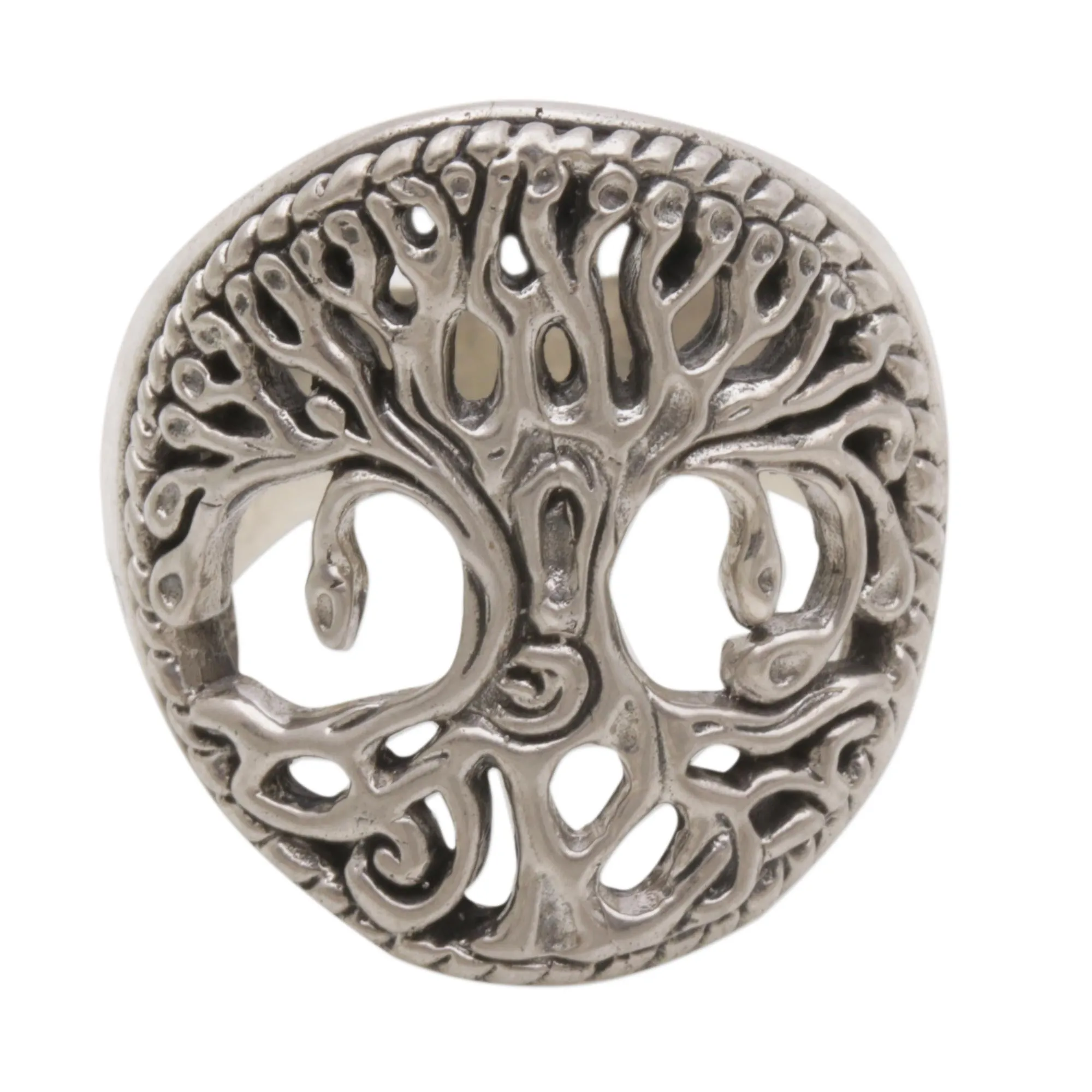 Sterling Silver Tree Cocktail Ring by Balinese Artisans - Bali Tree | NOVICA