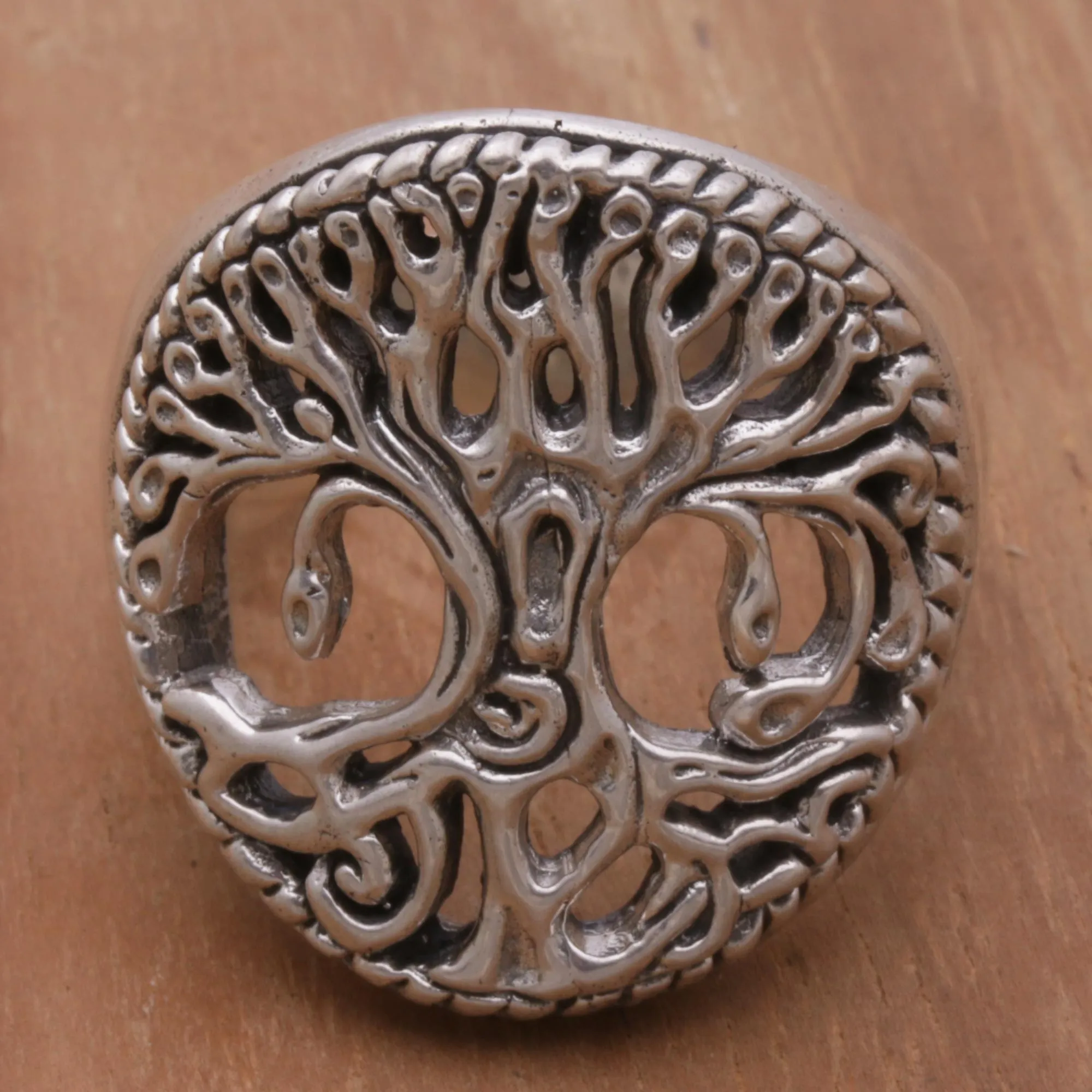 Sterling Silver Tree Cocktail Ring by Balinese Artisans - Bali Tree | NOVICA