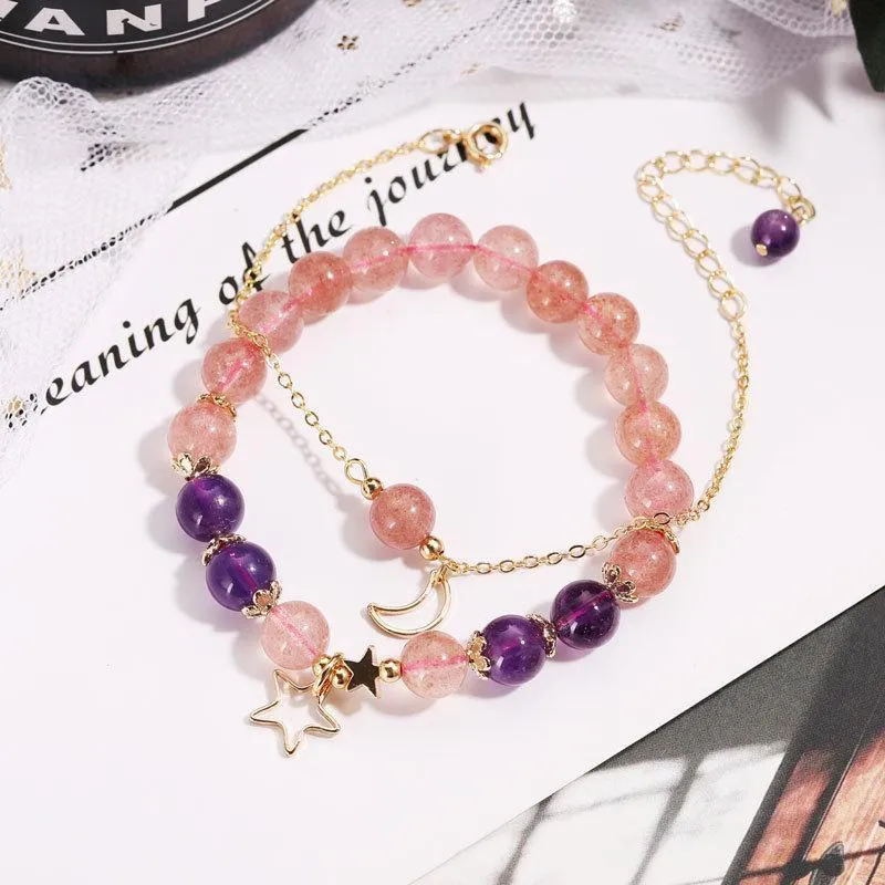 Strawberry & Amethyst Crystal Bracelet/Anklet