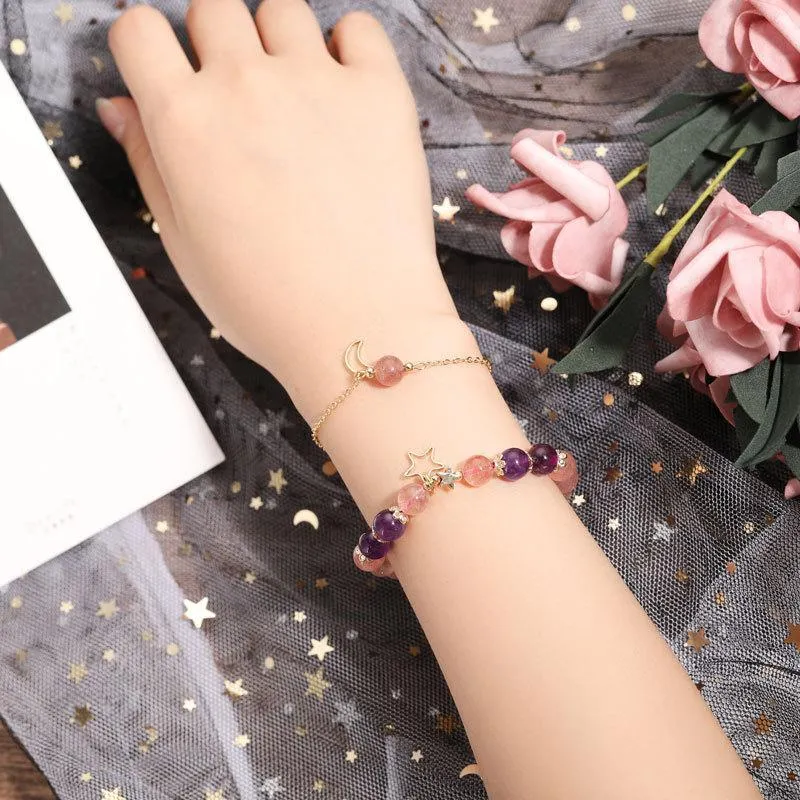 Strawberry & Amethyst Crystal Bracelet/Anklet
