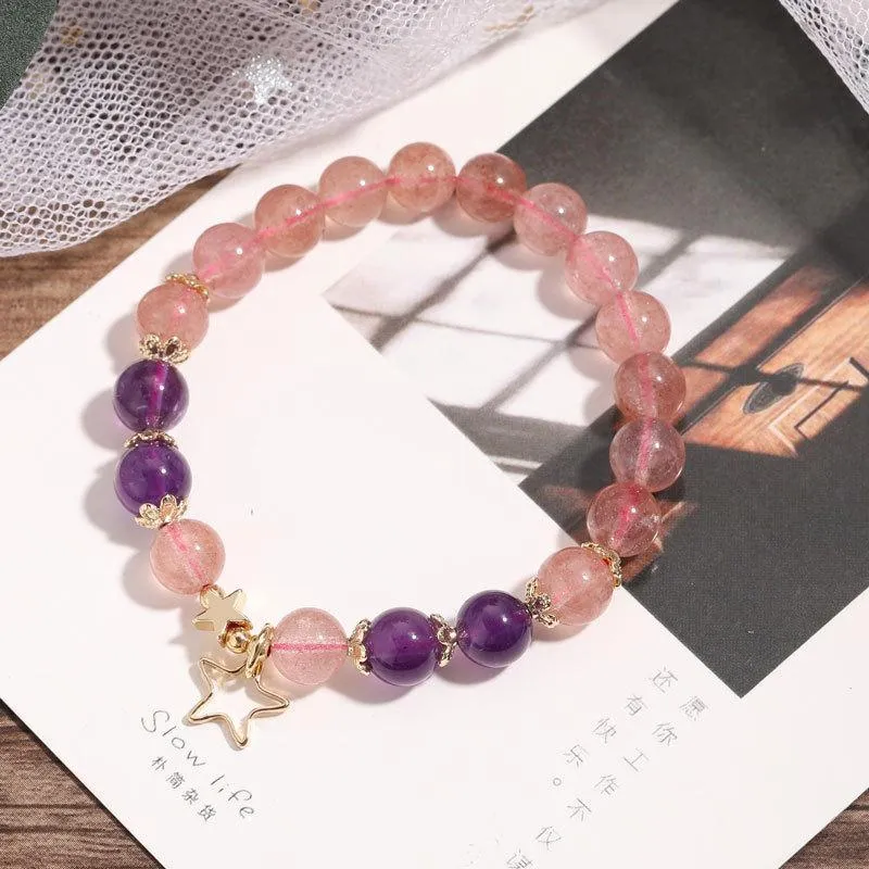 Strawberry & Amethyst Crystal Bracelet/Anklet