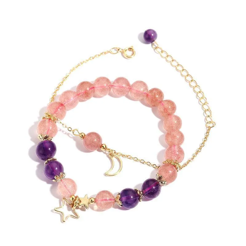 Strawberry & Amethyst Crystal Bracelet/Anklet