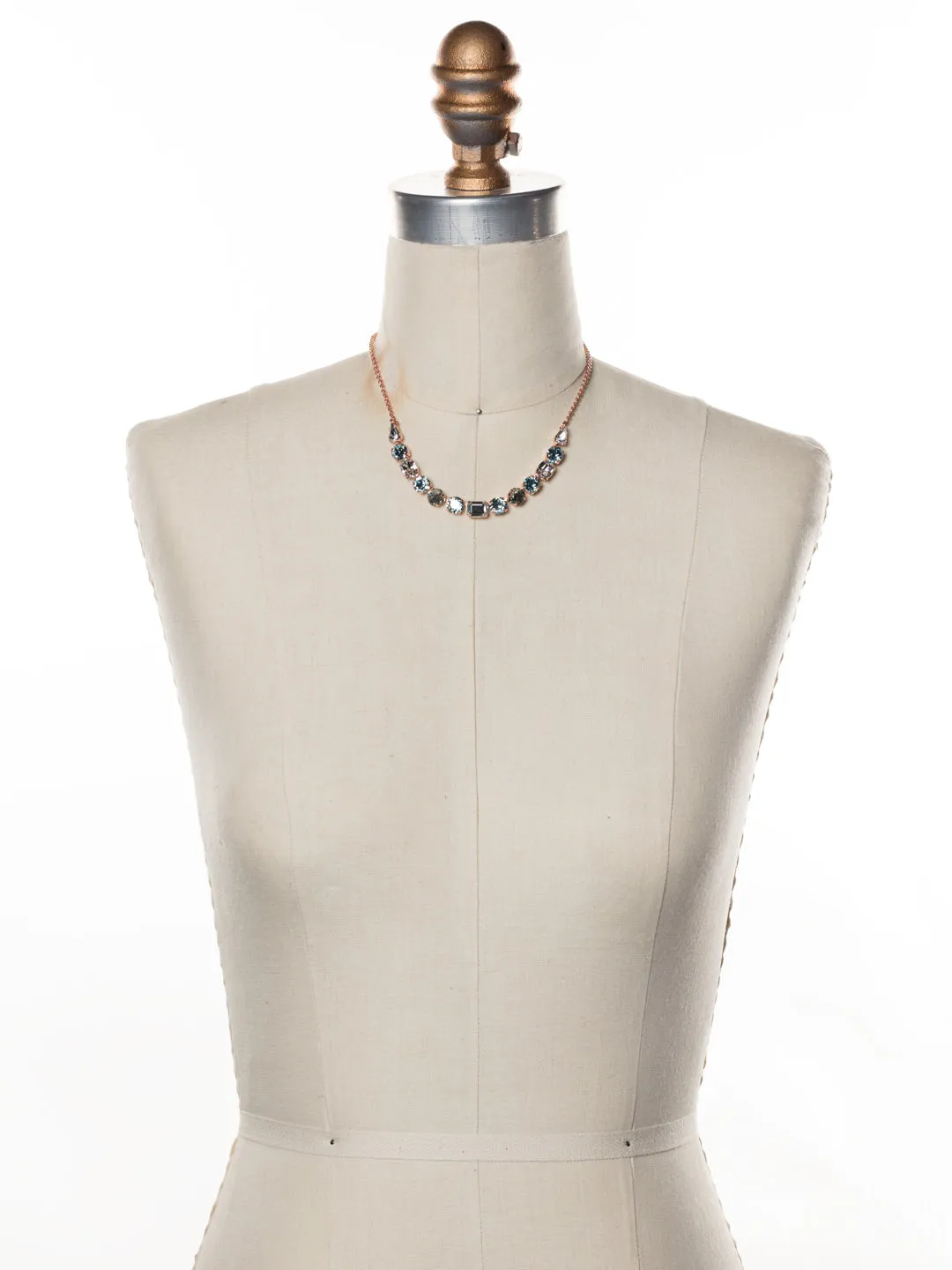 Tansy Half Line Tennis Necklace - NDQ14RGCAZ