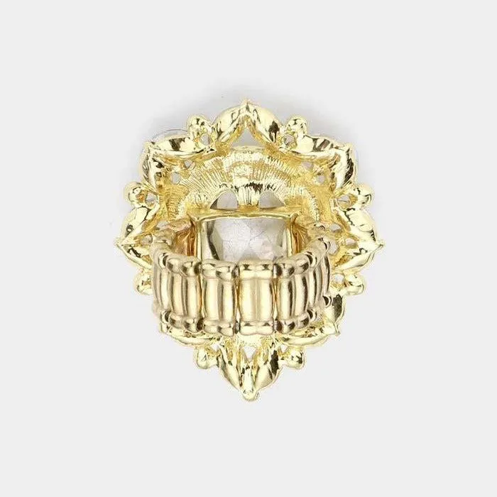 Teardrop Multi Colored Stone Centered Marquise Stretch Ring