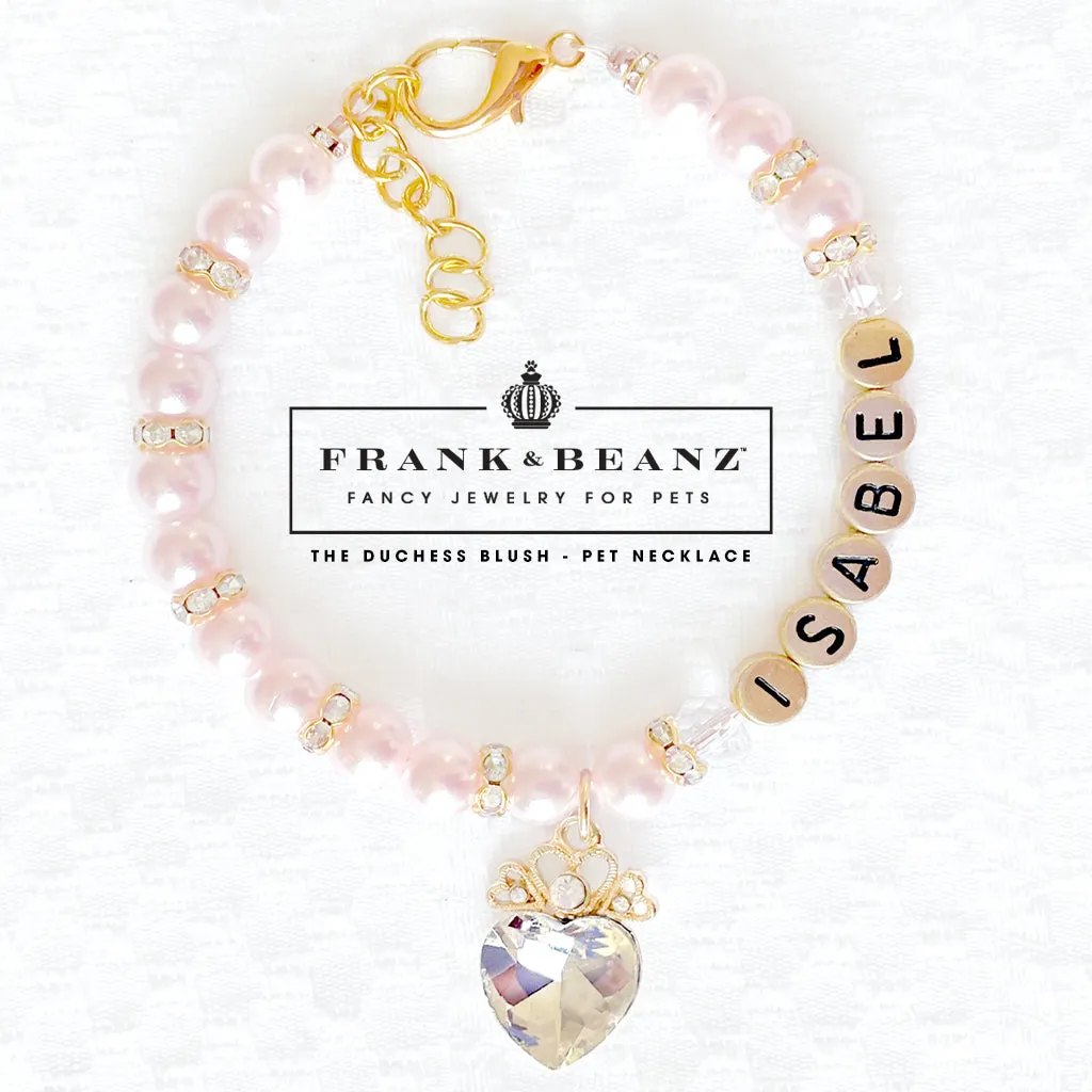 The Duchess Blush Pearl Rhinestone Heart Dog Necklace Cat Pet Necklace