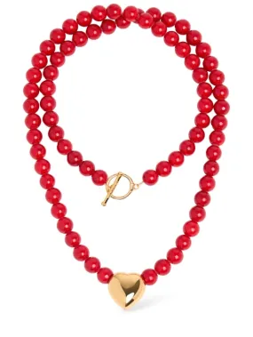 Timeless Pearly   Faux pearl heart necklace 