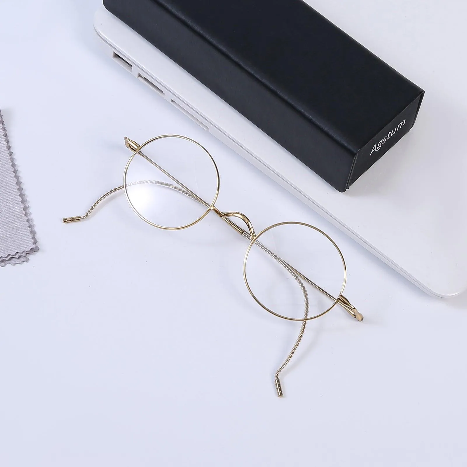 Titanium Wire Rim Glasses - No Nose Pads A185725