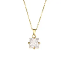 Trendy Geometric Zircon Pendant Necklaces –  Crystal Stones