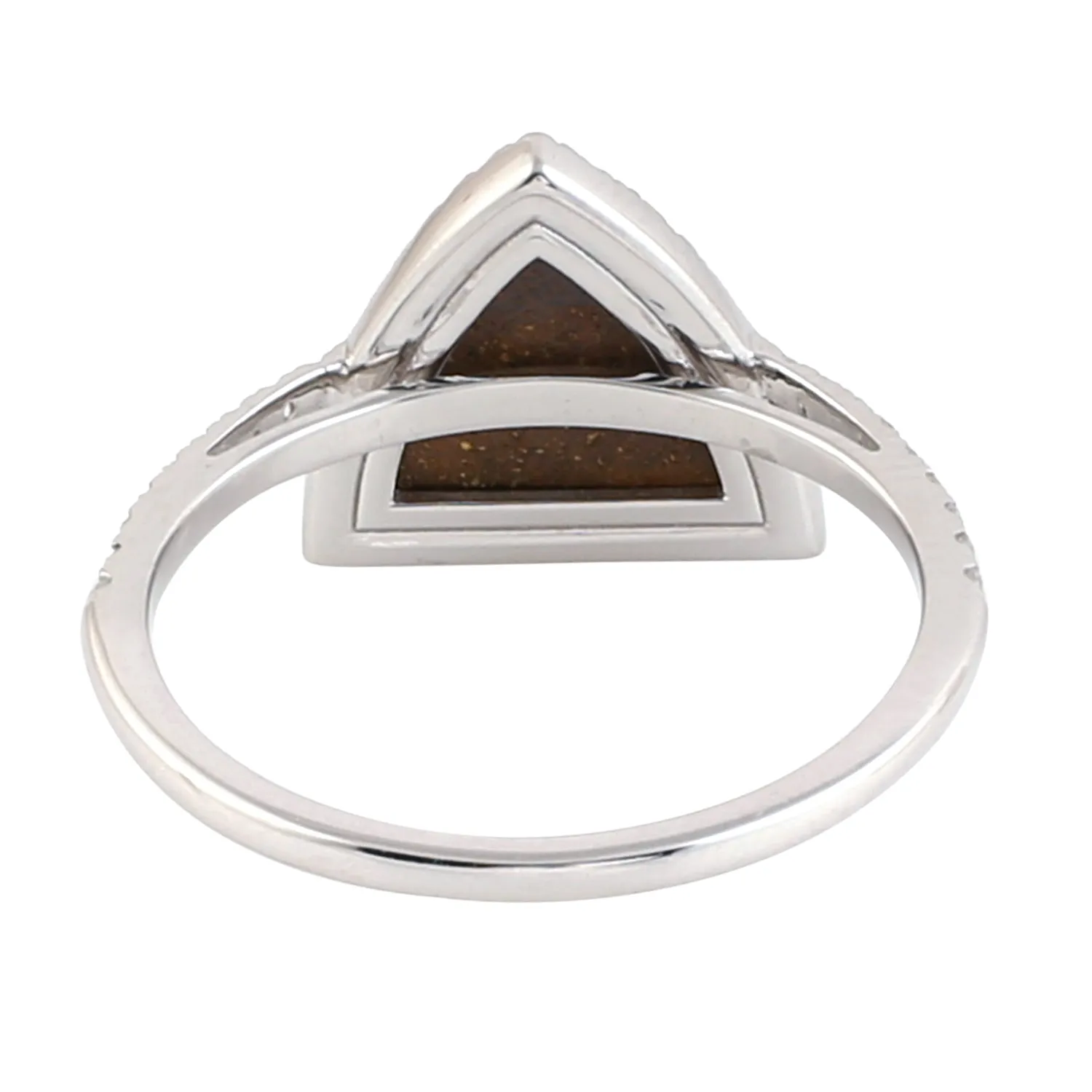 Trillion Opal Doublet Pave Diamond Accent Fine Ring Jewelry In 18k White Gold Jewelry