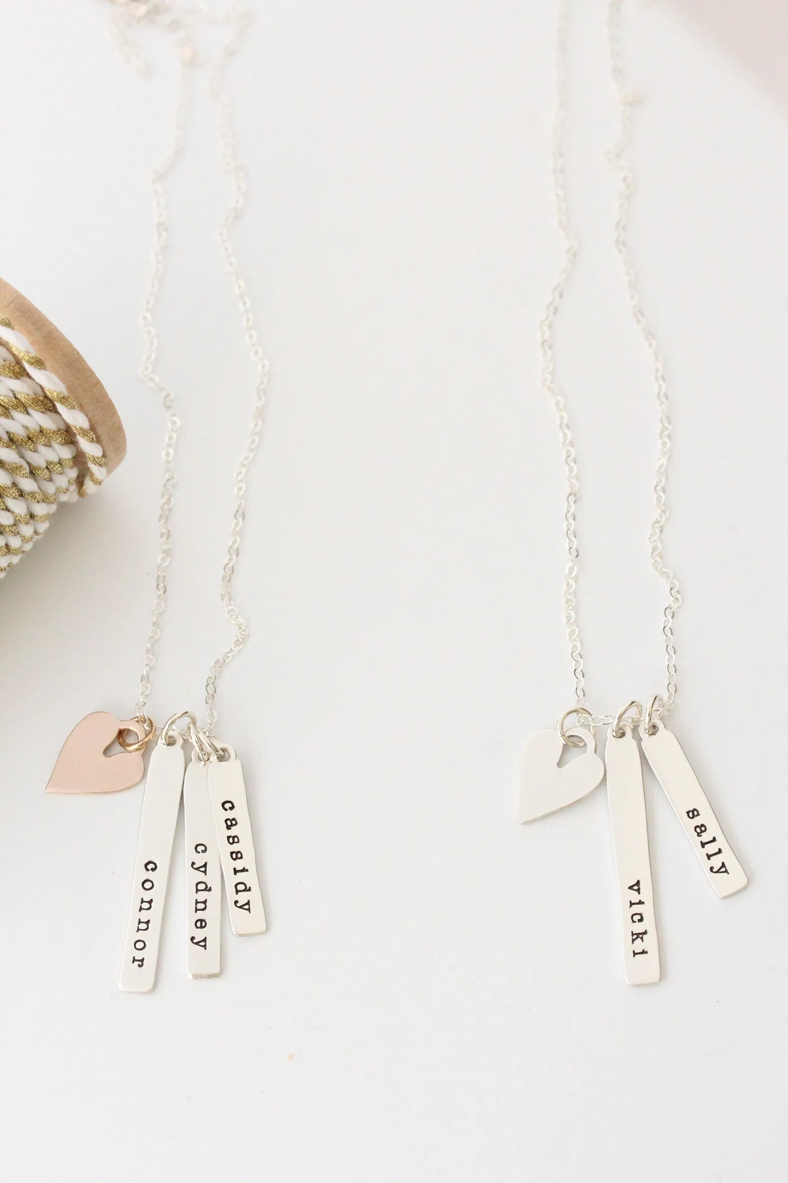 vertical bar necklace {with heart}