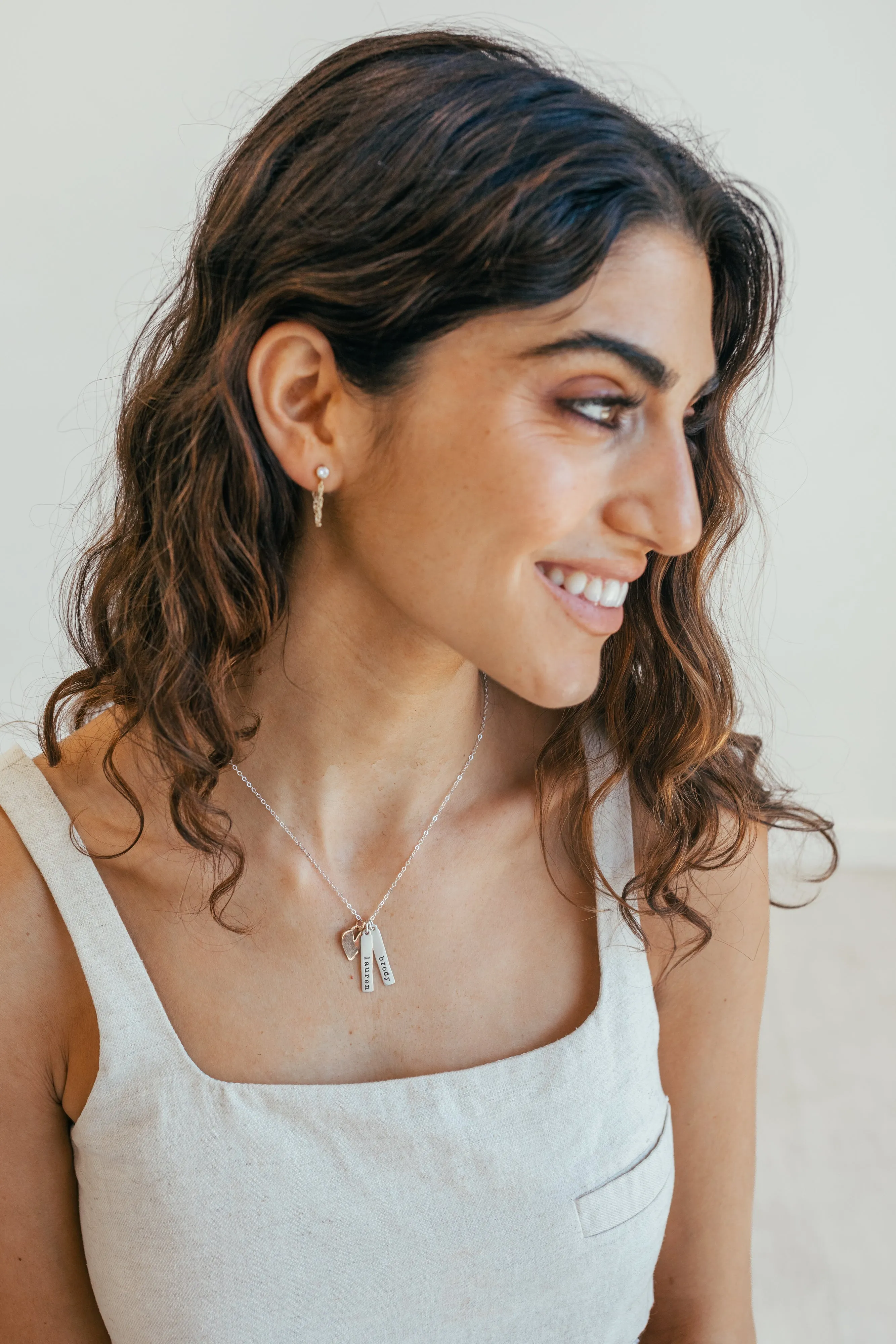vertical bar necklace {with heart}