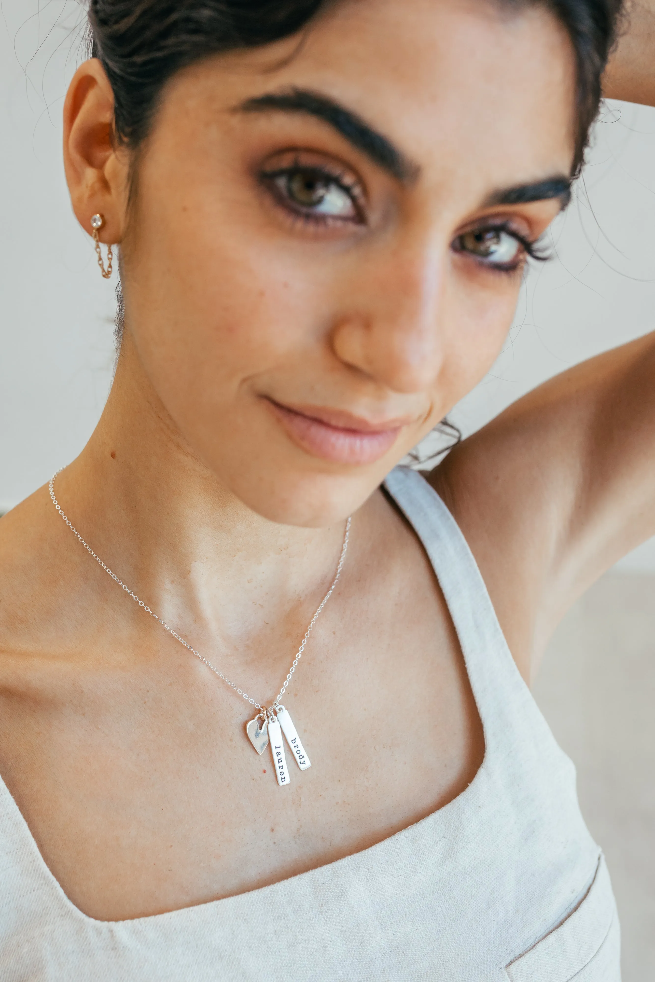 vertical bar necklace {with heart}
