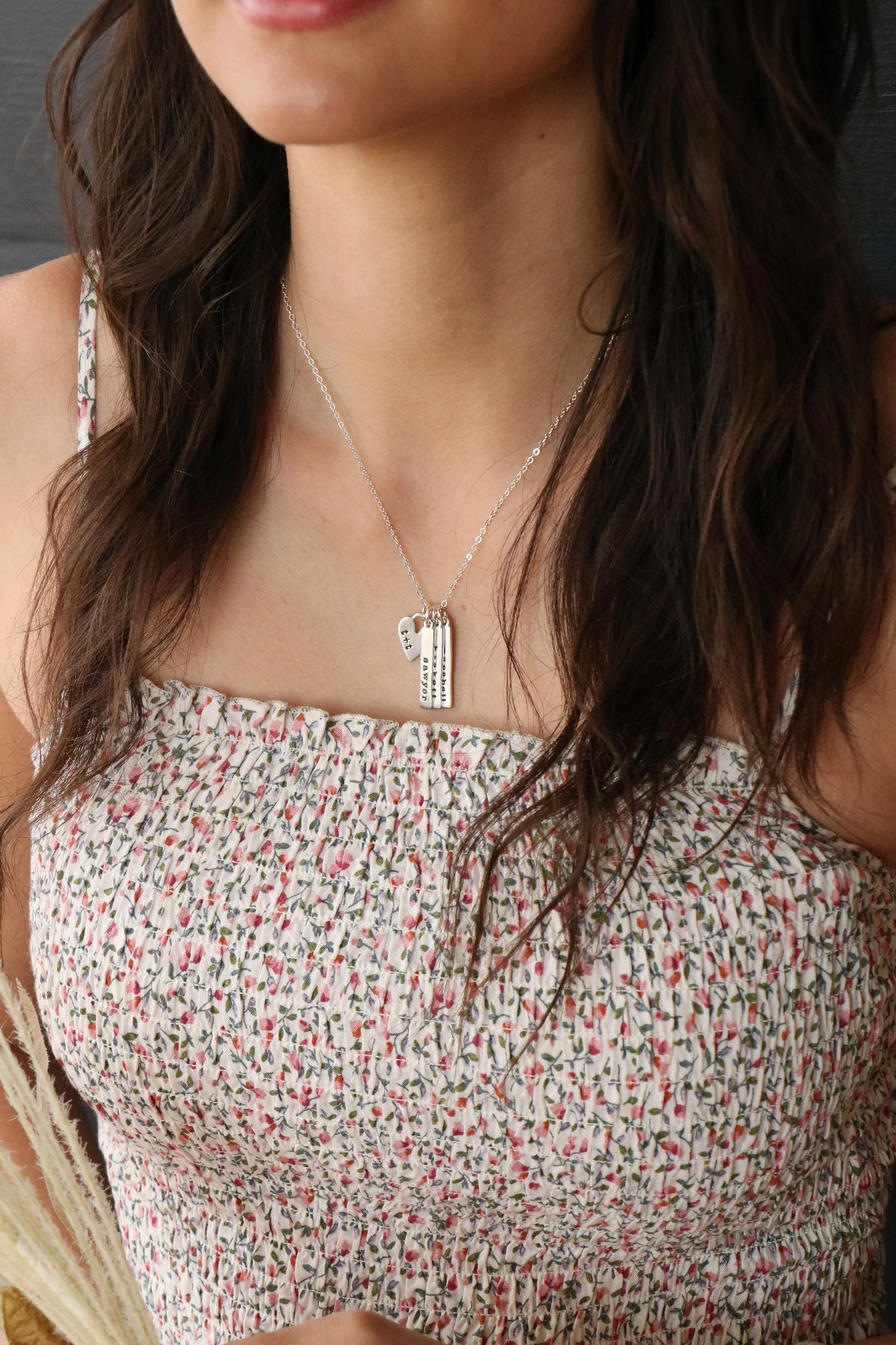 vertical bar necklace {with heart}