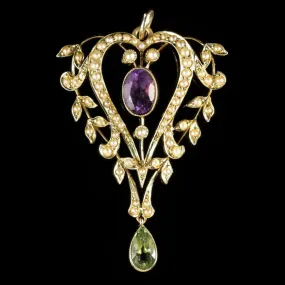 Victorian Suffragette Heart Pendant 15Ct Gold