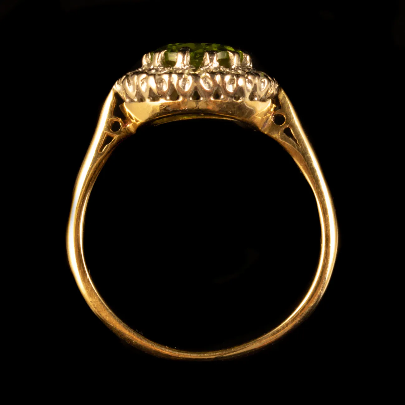 Vintage 2ct Peridot Diamond Ring 18ct Gold