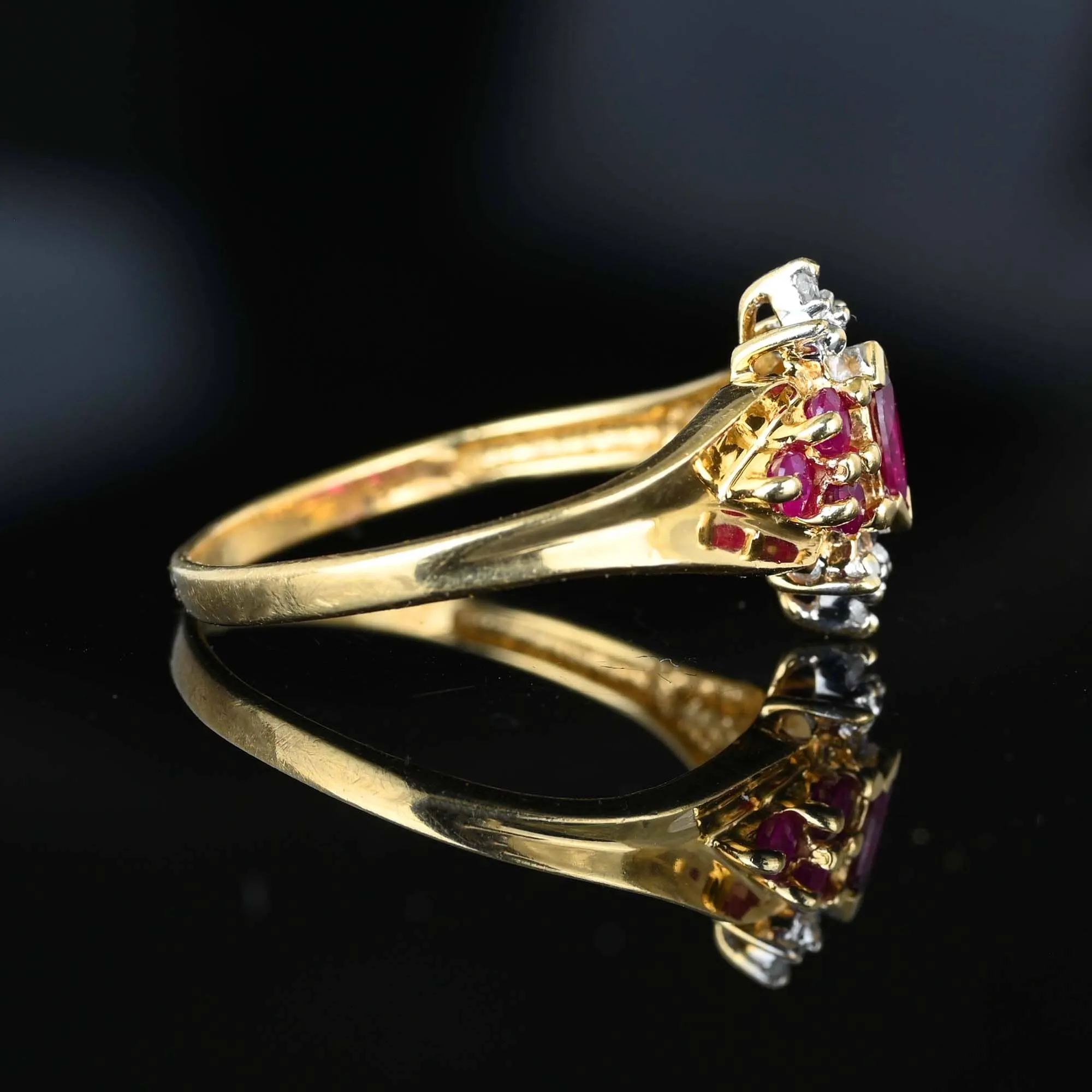Vintage Diamond and Ruby Marquise Ring in Gold