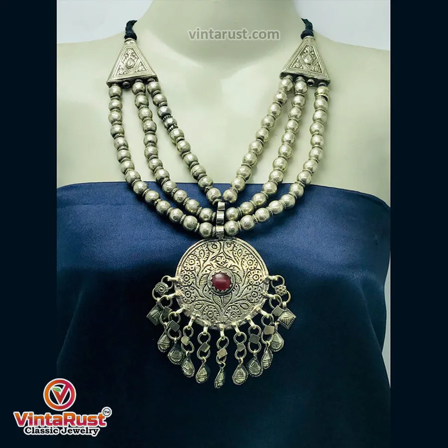 Vintage Germen Silver Kuchi Pendant Necklace