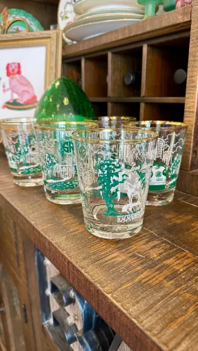 Vintage Glasses, Lowball, Southern Railway Motif Set of 5
