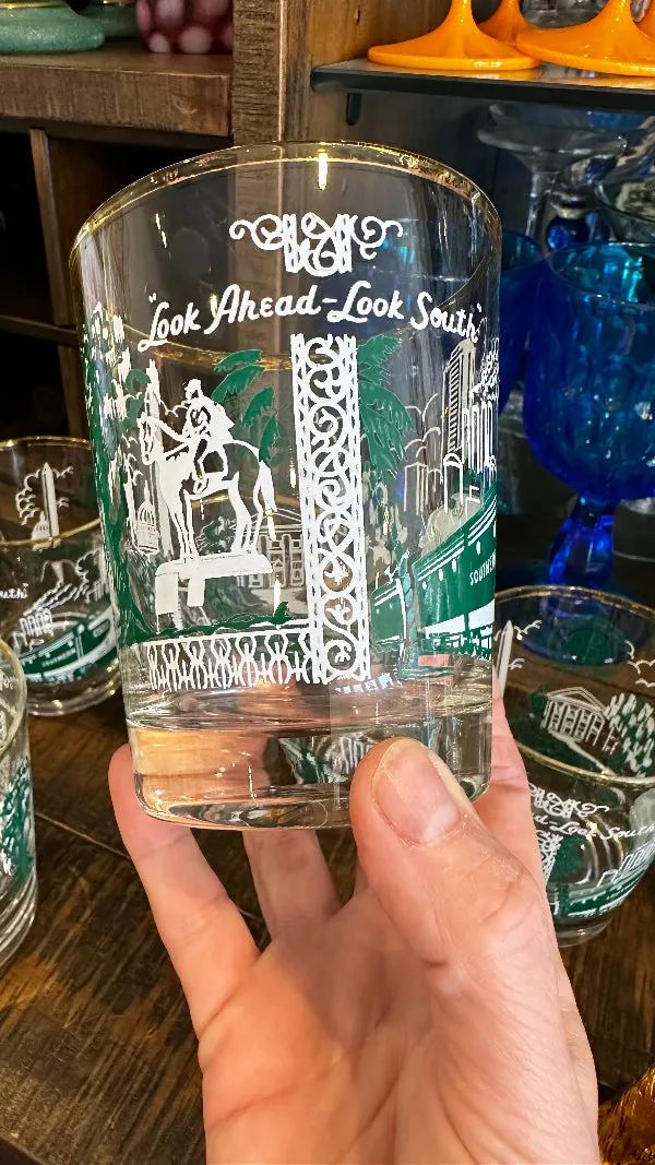 Vintage Glasses, Lowball, Southern Railway Motif Set of 5
