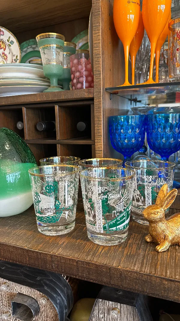 Vintage Glasses, Lowball, Southern Railway Motif Set of 5