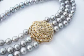 Vintage Grey Pearl Multi-Strand Necklace