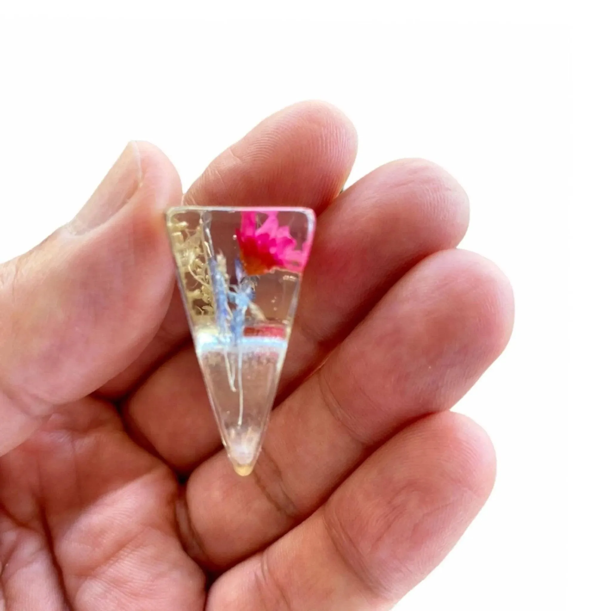 Vintage Lucite Ring Embedded Strawflower