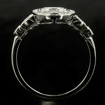 VINTAGE STYLE DIAMOND SAPPHIRE RING 5mm ROUND BEZEL SETTING COCKTAIL SEMI-MOUNT