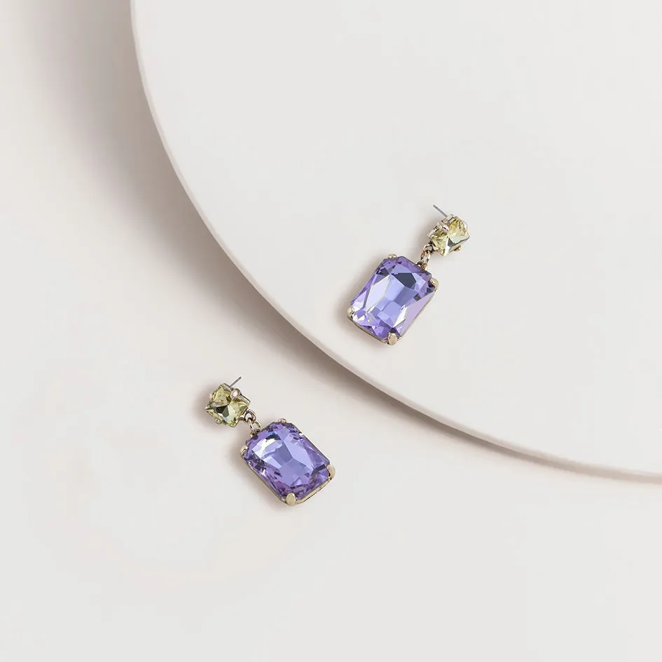 Violet 2-Tone Vintage Gem Earrings
