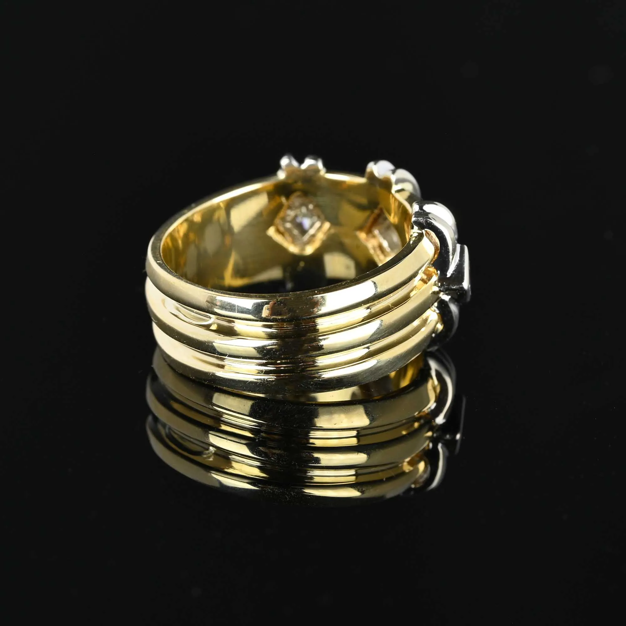 Wide 14K Gold Princess Cut Diamond Band Ring
