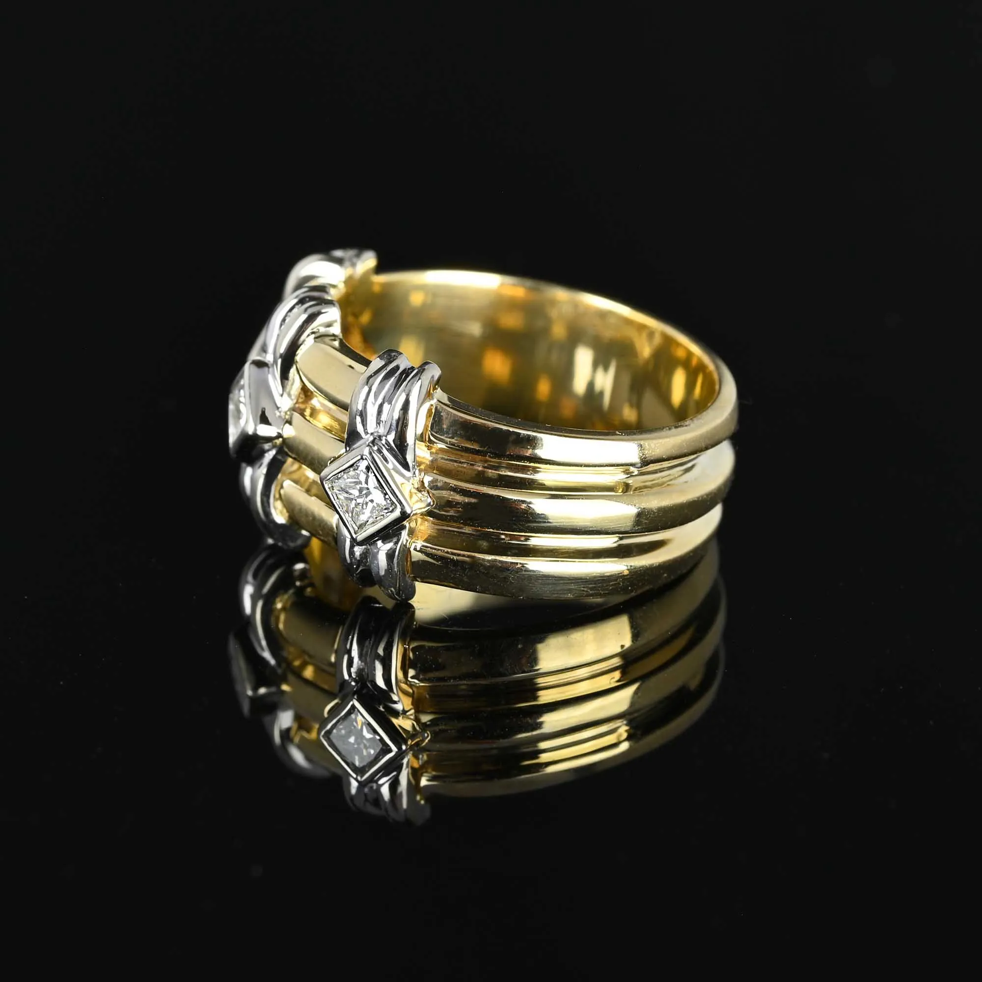 Wide 14K Gold Princess Cut Diamond Band Ring