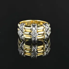 Wide 14K Gold Princess Cut Diamond Band Ring