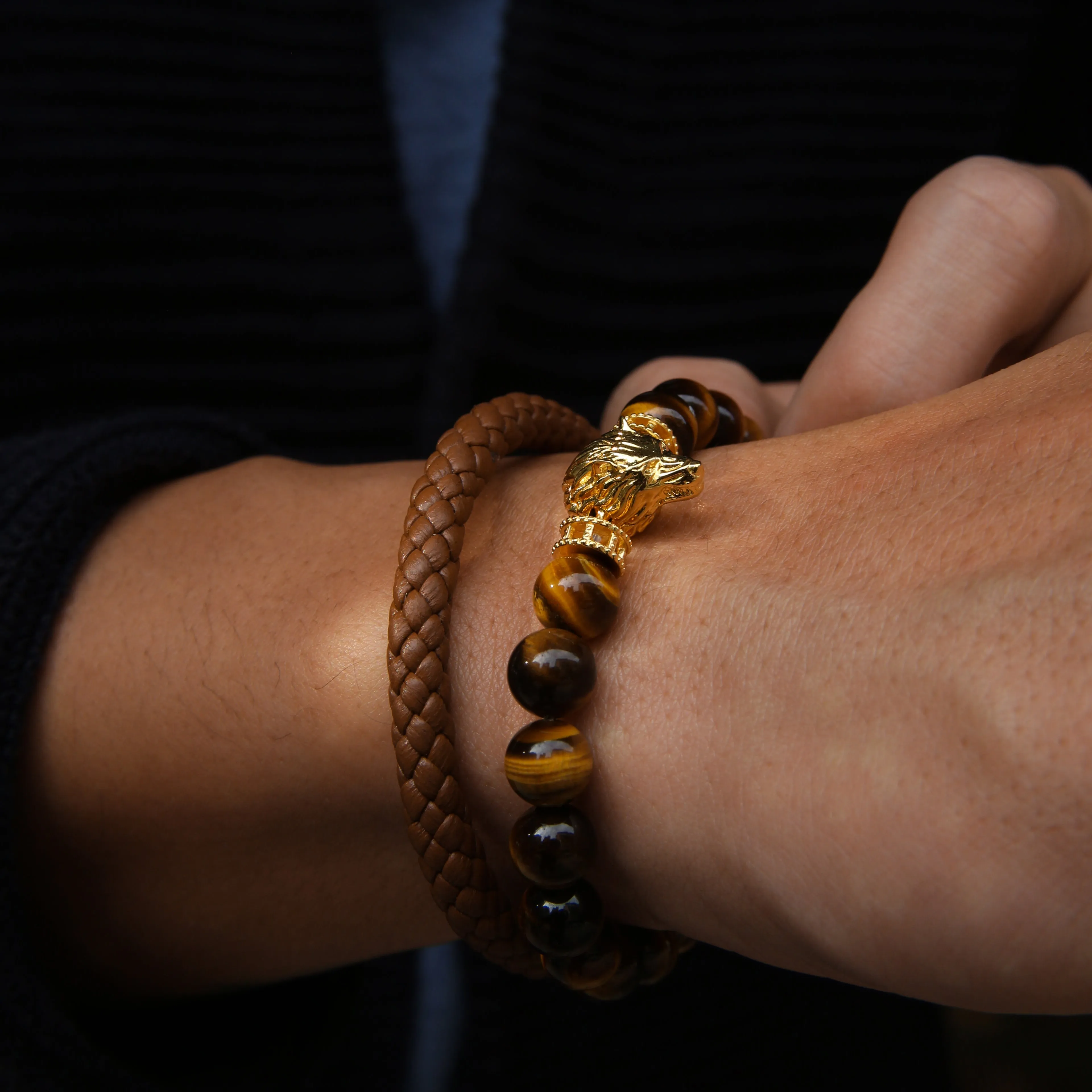 Wolf Bracelet In Tiger Eye