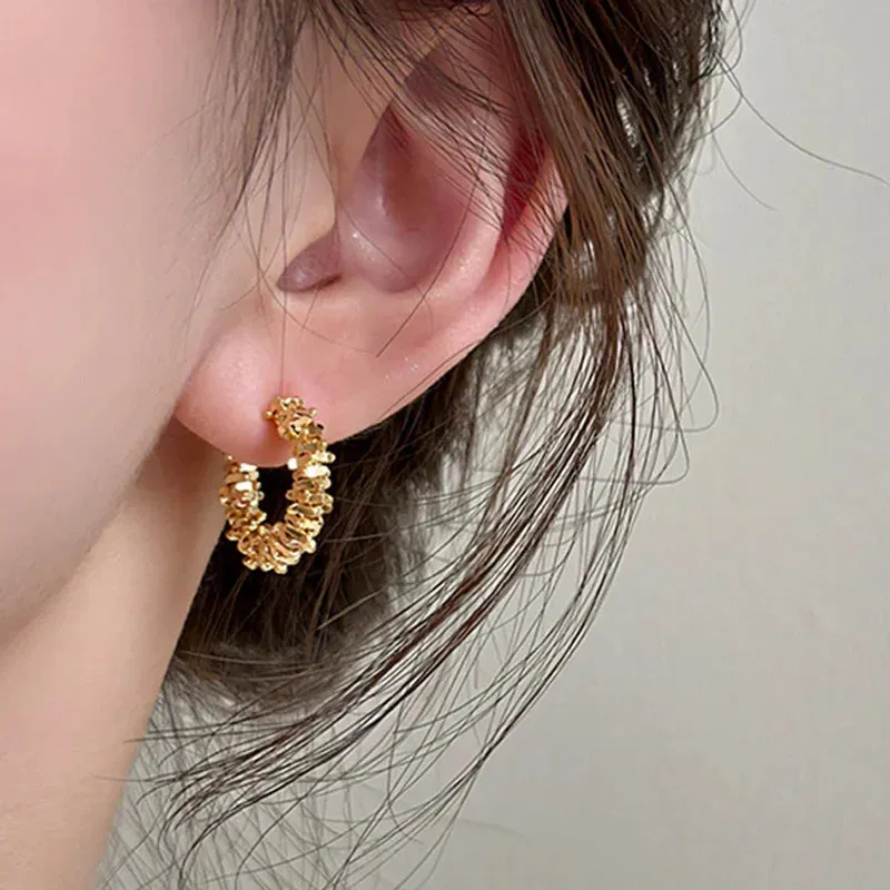 Women's Earrings Pearl Circle Irregular Alloy Earrings Korean Fashion Cute Simple Personalized Jewelry Gifts Stud Earrings