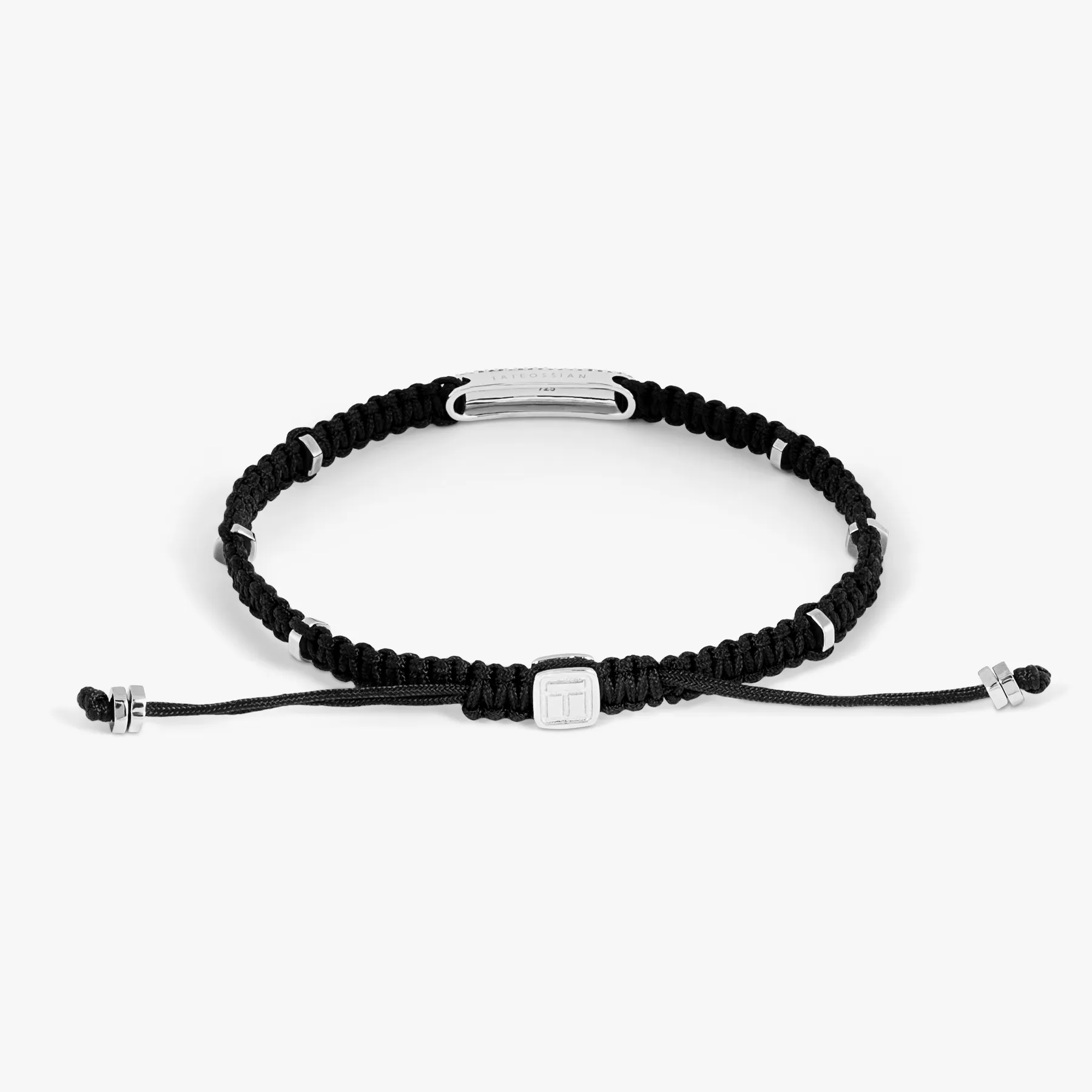 Yellow Diamond Baton bracelet with black macrame and sterling silver