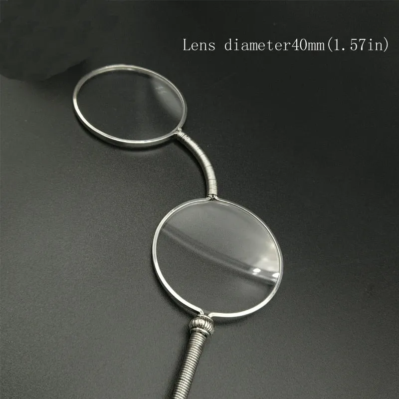 Yujo Unisex Full Rim Round Handheld Alloy Opera Reading Glasses Y045