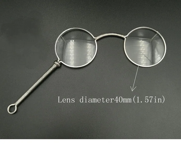 Yujo Unisex Full Rim Round Handheld Alloy Opera Reading Glasses Y045