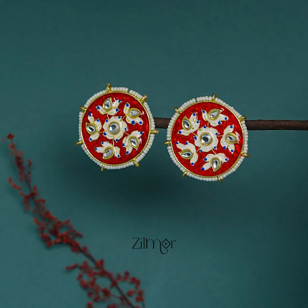 ZI1011286 - Meenakari Pearl Beaded Studs Earrings