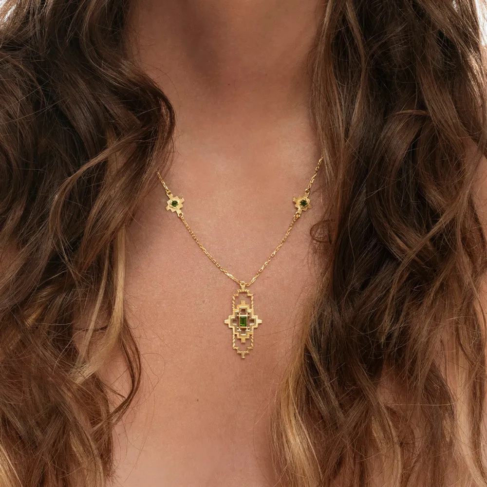 Zoe & Morgan Munay Necklace - Gold Plated & Chrome Diopside